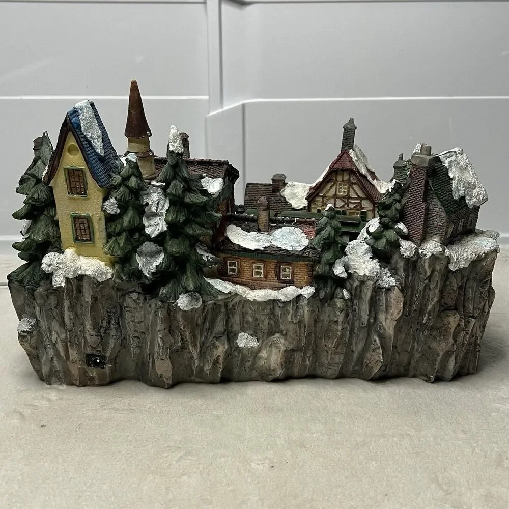 Fiber Optic Christmas Village Light Up Town Scene Vintage Y2K Train Station